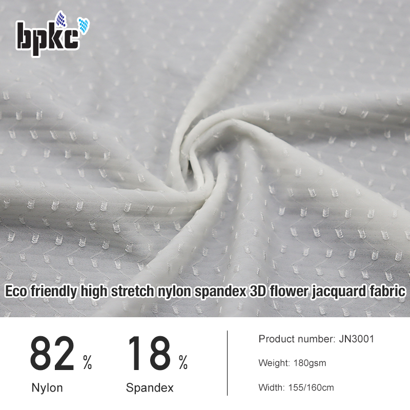 Eco friendly high stretch nylon spandex 3D flower jacquard fabric